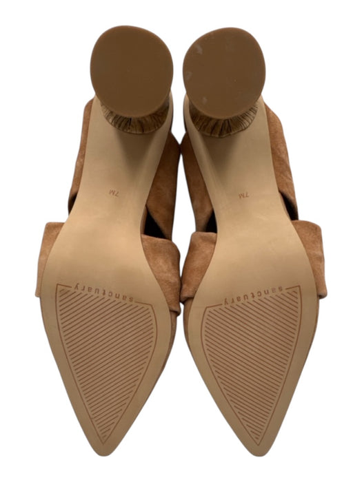 Sanctuary Shoe Size 7 Tan Brown Leather Upper Suede Twist Detail Mules Tan Brown / 7