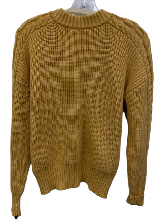 Varley Size XXS Yellow Viscose Blend Ribbed Knit Cable Detail 1/4 Button Sweater Yellow / XXS