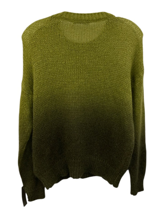 Piazza Sempione Size 38 Green Mohair Blend Wide Knit Gradient Ribbed Hem Sweater Green / 38