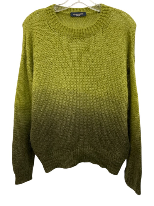 Piazza Sempione Size 38 Green Mohair Blend Wide Knit Gradient Ribbed Hem Sweater Green / 38