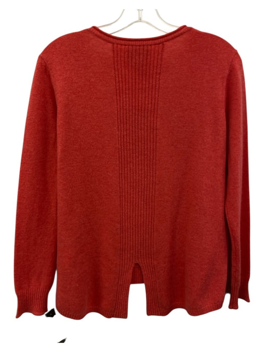 Leo & Sage Size XS Coral Red Cashmere Knit Ribbed Hem V Neck Split Back Sweater Coral Red / XS