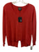 Leo & Sage Size XS Coral Red Cashmere Knit Ribbed Hem V Neck Split Back Sweater Coral Red / XS