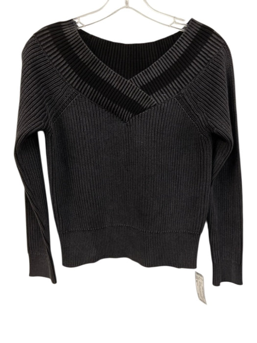 Rag & Bone Size XS Dark Gray Cotton Ribbed Knit Wrap V Neck Cropped Sweater Dark Gray / XS