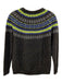 Milly Size P Black & Neon Wool Blend Speckled Knit Ribbed Hem Fair Isle Sweater Black & Neon / P