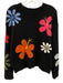 Rails Size XS Black & Multi Cotton Blend Floral Knit Ribbed Hem Pullover Sweater Black & Multi / XS