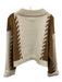 Eleven Six Size XS/S Cream White & Brown Alpaca Blend Knit Cable Detail Sweater Cream White & Brown / XS/S