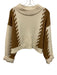 Eleven Six Size XS/S Cream White & Brown Alpaca Blend Knit Cable Detail Sweater Cream White & Brown / XS/S