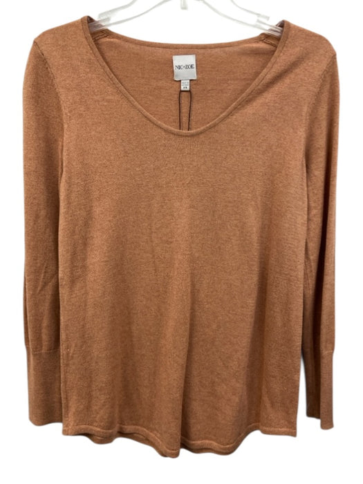 Nic+ Zoe Size XS Dusty Orange Cotton Blend Knit U Neck Thin Round Hem Sweater Dusty Orange / XS