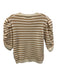 Frame Size S Cream White & Tan Brown Cashmere Knit 1/2 Ruched Sleeve Sweater Cream White & Tan Brown / S