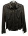 Elie Tahari Size XS Black Leather Snap Button Front Long Sleeve Collared Top Black / XS