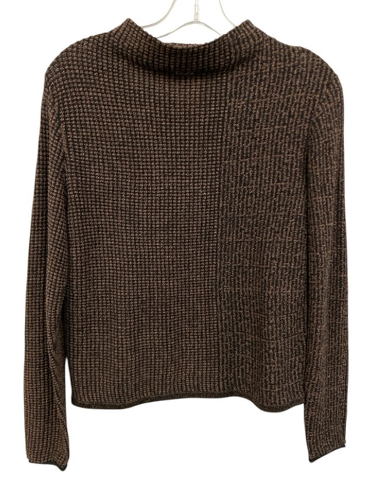 Nic+ Zoe Size XS Black & Brown Cotton Blend Waffle Knit Mock Neck Sweater Black & Brown / XS