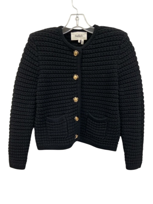 Ba&sh Size XS Black Cotton & Polyamide Gold Buttons Knit Pockets Cardigan Black / XS