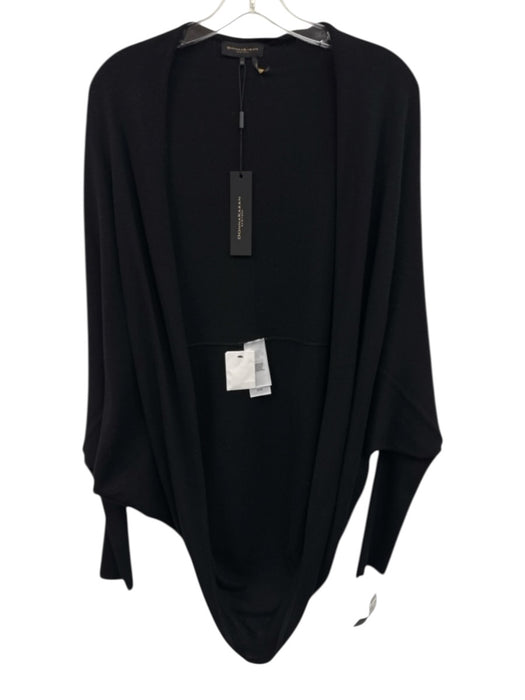 Donna Karan Size XS/S Black Silk & Merino Wool Long Sleeve Open Front Cardigan Black / XS/S