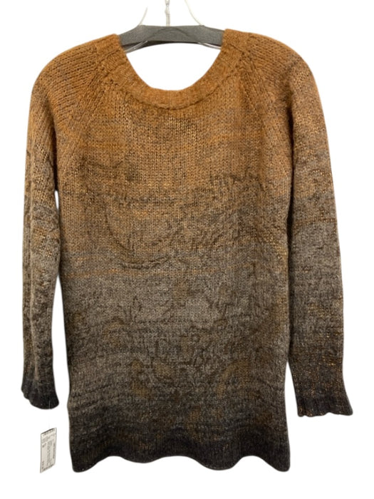 Etro Size 38 Brown, Gray, Gold Wool & Polyester blend Metallic Knit Sweater Brown, Gray, Gold / 38
