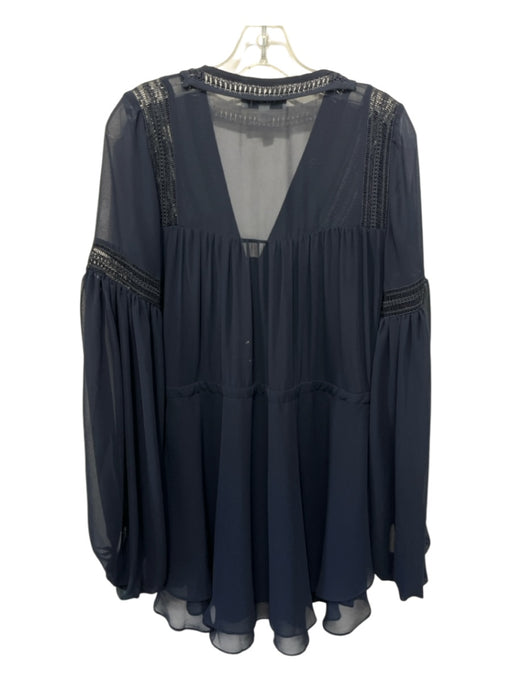 Shona Joy Size 2 Navy Blue Polyester Tassel Ties Ladder Lace Dress Navy Blue / 2