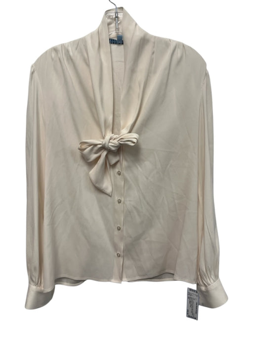 Antonio Melani Size XS Cream White Silk Blend Long Sleeve Button Up Pussybow Top Cream White / XS