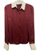 Brooks Brothers 346 Size 2 Burgundy Red & White Polyester Long Sleeve Shirt Top Burgundy Red & White / 2