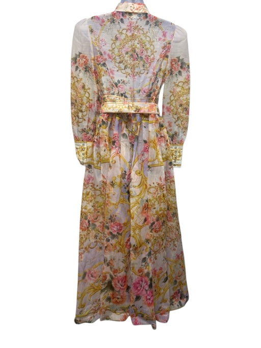 L'ATISTE Size S Pink, Yellow & Multi Print Polyester Floral Maxi Dress Set Pink, Yellow & Multi Print / S