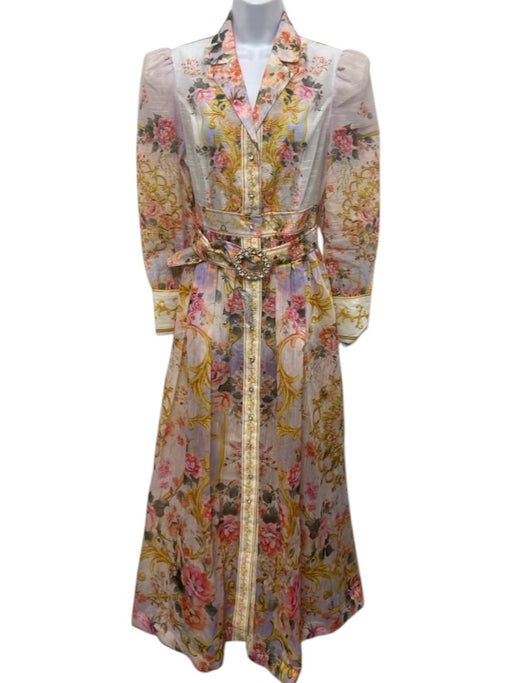 L'ATISTE Size S Pink, Yellow & Multi Print Polyester Floral Maxi Dress Set Pink, Yellow & Multi Print / S