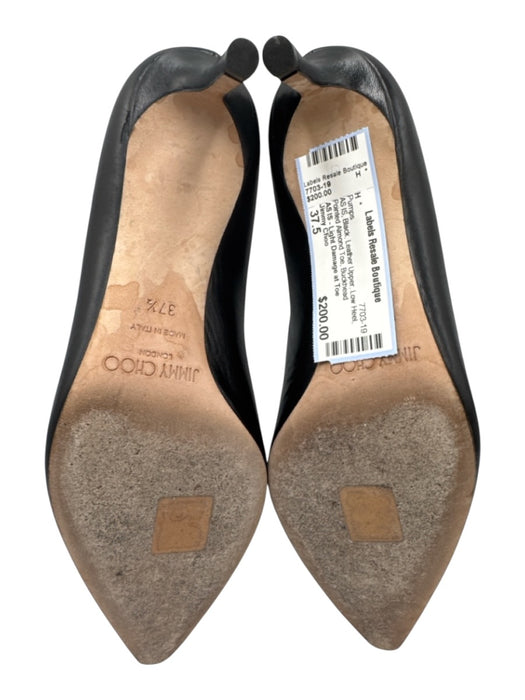 Jimmy Choo Shoe Size 37.5 Black Leather Upper Low Heel Pointed Almond Toe Pumps Black / 37.5