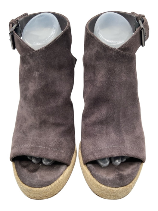 Vince Shoe Size 9.5 Brown Suede Espadrille Wedge Jute Trim Buckle Ankle Sandals Brown / 9.5