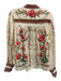 Farm Rio Size S Ivory & Multi Cotton Blend 1/2 Button Long Sleeve Floral Top Ivory & Multi / S