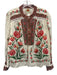 Farm Rio Size S Ivory & Multi Cotton Blend 1/2 Button Long Sleeve Floral Top Ivory & Multi / S