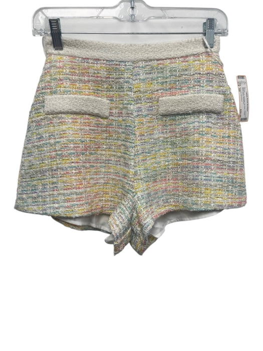 Amanda Uprichard Size XS White multi Polyester Zip Back Tweed Faux Pocket Shorts White multi / XS