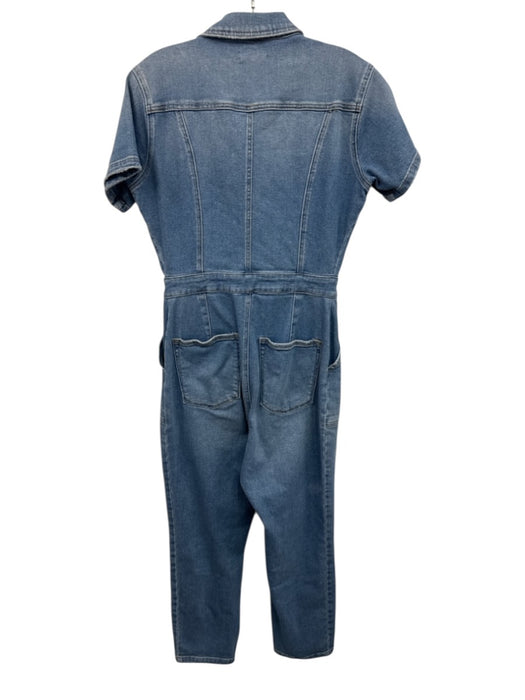 Good American Size 3 Blue Wash Cotton Blend Patch Pocket Patch Pocket Jumpsuit Blue Wash / 3