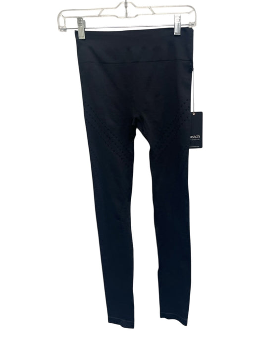 Peach Size S Black Nylon Blend Elastic Waist Crop Athletic Leggings Black / S