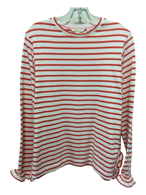 Boden Size 10 Orange & White Cotton Horizontal Stripes Scoop Neck Top Orange & White / 10