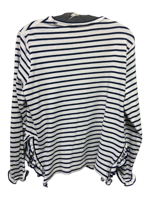 Boden Size 10 Navy & white Cotton Horizontal Stripes Scoop Neck Long Sleeve Top Navy & white / 10