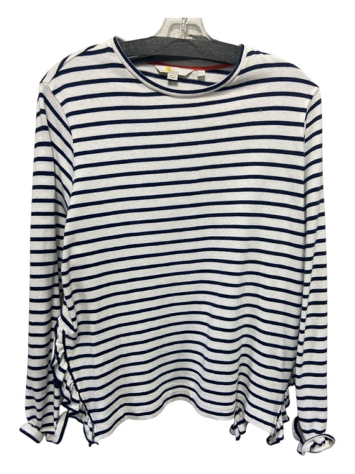 Boden Size 10 Navy & white Cotton Horizontal Stripes Scoop Neck Long Sleeve Top Navy & white / 10