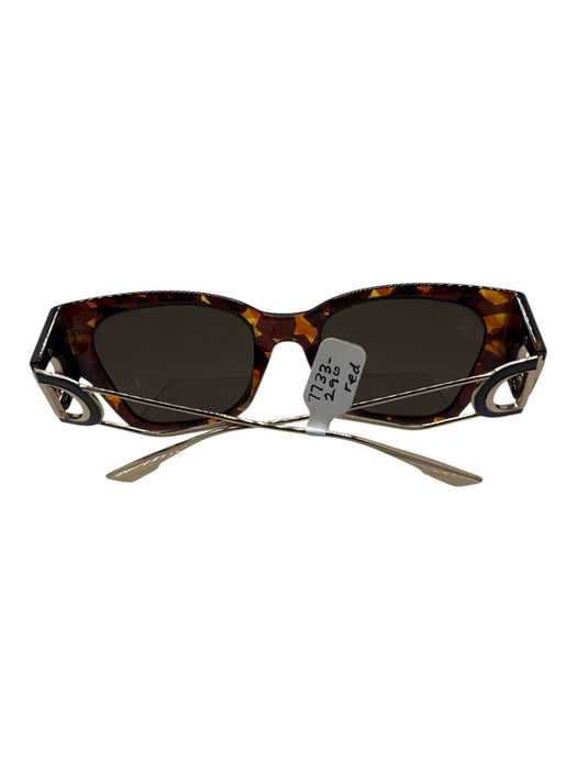 Christian Dior Brown, Black & Gold Acetate Large Buckle Tortoise Sunglasses Brown, Black & Gold