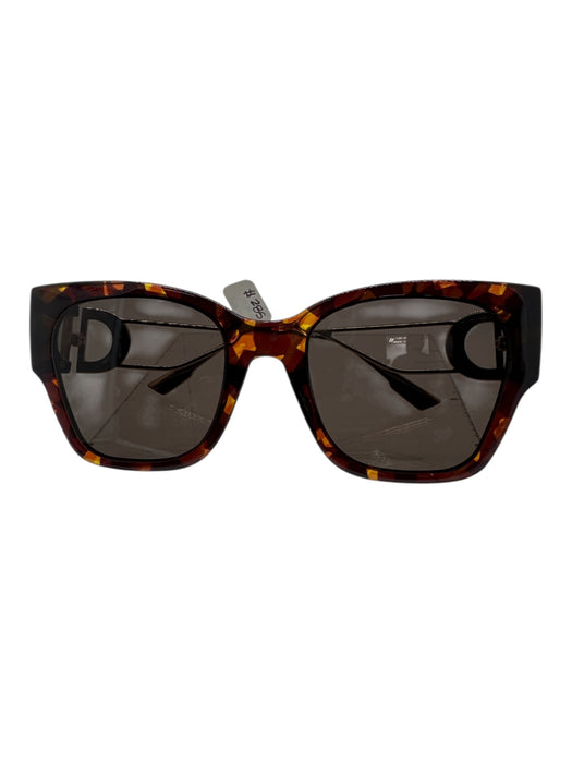 Christian Dior Brown, Black & Gold Acetate Large Buckle Tortoise Sunglasses Brown, Black & Gold