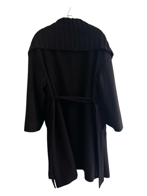 Les Copains Size 46 Espresso Wool Blend Open Front Knit Collar Front Pocket Coat Espresso / 46