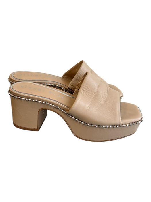 Gianni Bini Shoe Size 6 Tan Leather Upper Manmade Sole Open Square Toe Shoes Tan / 6
