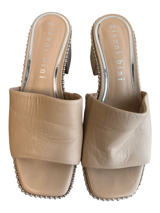 Gianni Bini Shoe Size 6 Tan Leather Upper Manmade Sole Open Square Toe Shoes Tan / 6