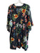 Johnny Was Size M Black & Multi No Fabric Tag Sheer V Neck Empire Waist Dress Black & Multi / M