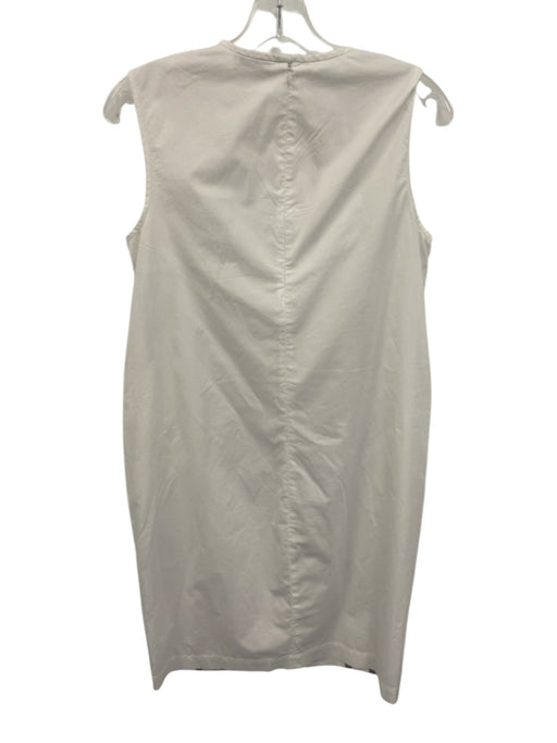 Peserico Size 42 / S White & Burgundy Cotton Blend Stripes Fringe Shift Dress White & Burgundy / 42 / S