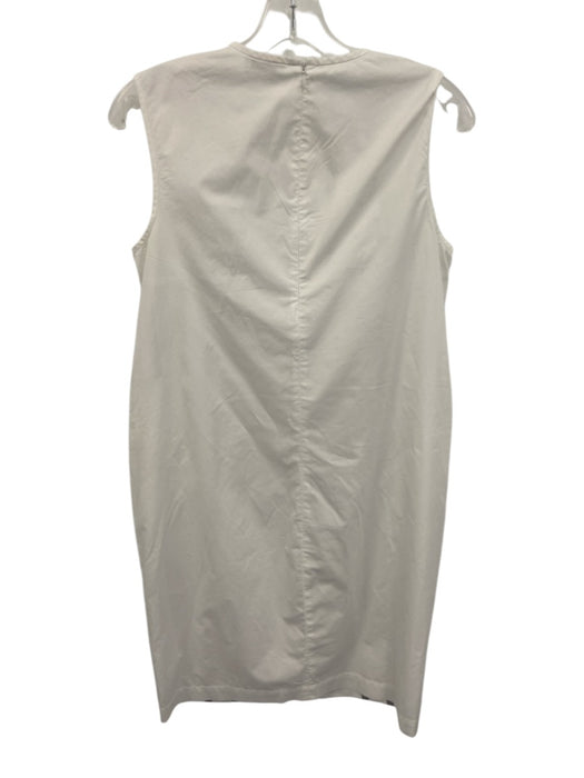 Peserico Size 42 / S White & Burgundy Cotton Blend Stripes Fringe Shift Dress White & Burgundy / 42 / S