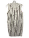 Peserico Size 42 / S White & Burgundy Cotton Blend Stripes Fringe Shift Dress White & Burgundy / 42 / S