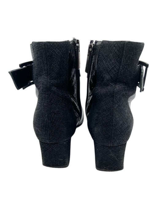 Aquatalia Shoe Size 7.5 Black Patent Leather Pointed Toe Block Heel Booties Black / 7.5
