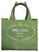 Prada Green & White Canvas Double Top Handle Logo Tote Bag Green & White / XL