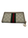 Gucci Beige Canvas Monogram Tri Fold Logo Gold Hardware Wallets Beige