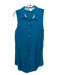 C & C California Size Small Turquiose Linen Sleeveless Collar Button Up Dress Turquiose / Small