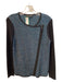 St John Size P Blue & Black Wool Blend Asymetric Full ZIp Long Sleeve Jacket Blue & Black / P