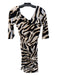 Diane Von Furstenberg Size 6 Black White & Brown Asymetric Neckline Dress Black White & Brown / 6