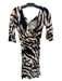 Diane Von Furstenberg Size 6 Black White & Brown Asymetric Neckline Dress Black White & Brown / 6