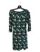 Diane Von Furstenberg Size 8 Green Black & White Silk Boat Neck Rouched Dress Green Black & White / 8